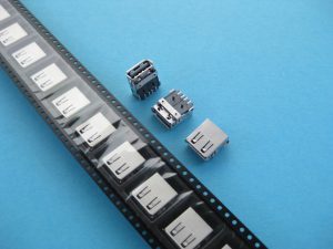 SMD USB Type A female with increased stability for rough environment applications in T&R packaging for automatic pick and place